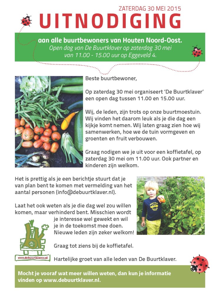 Open dag 30 mei: De Buurtklaver flyers in stemlokaal